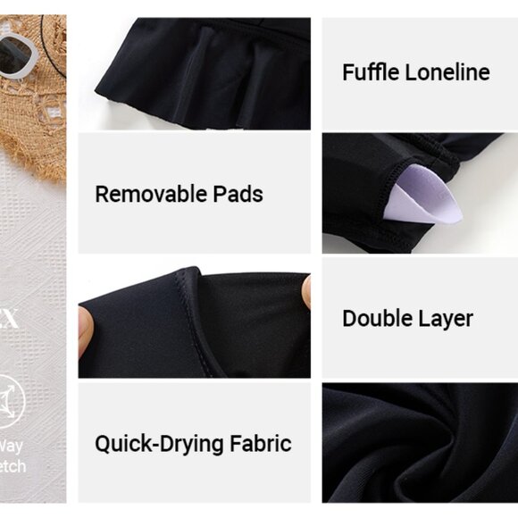 Women Two Piece Swimsuits High Waisted Bikini Set Ruffle Size XL - Picture 5 of 6